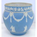 A WEDGWOOD BLUE JASPER DIP JARDINIERE, 21CM H, IMPRESSED WEDGWOOD ENGLAND, C1900