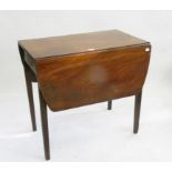 A VICTORIAN MAHOGANY DROP LEAF TABLE ON SQUARE TAPERING LEGS, 70CM H; 76 X 115CM, A VICTORIAN LINE