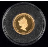 GOLD COIN. TRISTAN DE CUNHA PROOF GOLD COMMEMORATIVE ONE POUND 2017, CASED