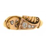 A GYPSY SET DIAMOND RING IN 15CT GOLD, BIRMINGHAM 1898, 2.6G, SIZE J ½++GOOD CONDITION