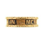 A VICTORIAN 18CT GOLD MOURNING RING, LONDON 1871, 4G, SIZE N++WEAR TO ENAMEL