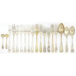 A COMPOSED TABLE SERVICE OF MALTESE AND OTHER SILVER FLATWARE, OLD ENGLISH AND FIDDLE PATTERNS,