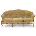 A CARVED BEECH SOFA, EARLY 20TH C, 202CM W