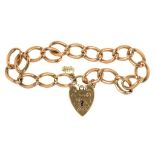 A 9CT GOLD BRACELET AND PADLOCK, 13CM, 16.3G++DATE LETTER RUBBED