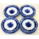 A SET OF TWENTY FOUR FLOW BLUE EARTHENWARE SIDE PLATES, 16.5CM D, C1900