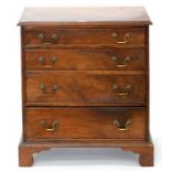 A VICTORIAN MAHOGANY CHEST OF DRAWERS, 70CM H; 62 X 42CM