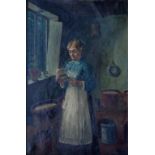 DAVID WOOD HADDON, GIRL IN A KITCHEN, SIGNED AND DATED 1890, OIL ON CANVAS, 59 X 40CM