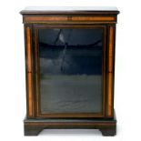 A BRASS MOUNTED AND WALNUT INLAID EBONISED PIER CABINET, EARLY 20TH C, 102CM H; 76 X 32CM