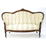 A CARVED MAHOGANY SOFA, EARLY 20TH C, 177CM W