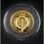 GOLD COIN. TRISTAN DE CUNHA COMMEMORATIVE GOLD 9CT DOUBLE CROWN 2015, CASED