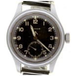 A TIMOR MILITARY ISSUE STAINLESS STEEL AUTOMATIC WRISTWATCH, CASE BACK MARKED TIMOR, BROAD ARROW WWW