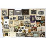 A COLLECTION OF VICTORIAN AND LATER PHOTOGRAPHS AND PRINTED EPHEMERA TO INCLUDE CABINET PHOTOGRAPHS,