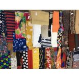 FABRIC. VARIOUS TYPES, PATTERNS AND COLOURS, INC JOHN KALDOR, FORTY FOUR LENGTHS 0.80CM - 1.80CM AND