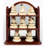 SNOW WHITE AND THE SEVEN DWARVES. A SET OF EIGHT LENOX FIGURAL TREASURE BOXES, 10CM H AND C, PRINTED