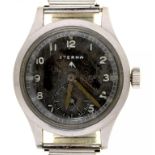 AN ETERNA MILITARY ISSUE STAINLESS STEEL WRISTWATCH, CASE BACK MARKED BROAD ARROW, WWW P 64 3108392,