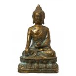 A TITBETAN GILT LACQUERED BRONZE FIGURE OF A BODHISATTVA, C 19TH C sealed, 13.5cm h++Wear, localised