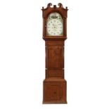 AN OAK, MAHOGANY AND INLAID EIGHT DAY LONGCASE CLOCK, CHARLES WETHERELL, DUDLEY the painted dial