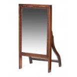 A FRENCH MAHOGANY DRESSING MIRROR, 19TH C with adjustable plate, 65cm h, 42c m w++Silvering of