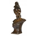 A FRENCH BRONZE BUST OF A YOUNG WOMAN, CAST FROM A MODEL GEORGES VAN DE STRAETEN (1856-1941),
