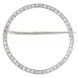 LACLOCHE FRERES. A FRENCH DIAMOND CIRCLET BROOCH, C1920/30 25mm, signed Lacloche Freres Paris,