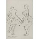 †DAME LAURA KNIGHT, DBE, RA (1877-1970) BALLERINAS signed, pencil, 29 x 20cm, unframed++Good