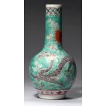 A CHINESE FAMILLE ROSE BOTTLE SHAPED DRAGON VASE 15.5cm h, Kangxi mark++Good condition