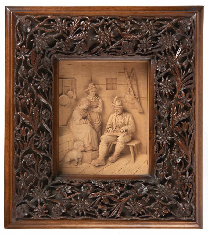 AN AUSTRIAN LIMEWOOD DIORAMA, FR. UNTERBERGER, INNSBRUCK, LATE 19TH C of a kitchen interior scene