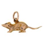 A GOLD CHARM IN THE FORM OF A RAT, POSSIBLY RUSSIAN, C1900 with diamond eyes, , 24mm, indistinct