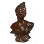 A FRENCH BRONZE BUST OF A YOUNG WOMAN, CAST FROM A MODEL BY GEORGES VAN DE STRAETEN (1856-1941),