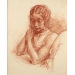 †JAMES ARDEN GRANT, RP, ARE (1887-1974) PORTRAIT OF A GIRL signed and dated 1927, red chalk, 44 x