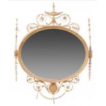 A VICTORIAN NEO CLASSICAL REVIVAL GILTWOOD AND COMPOSITION MIRROR, C1900 with bevelled plate, the