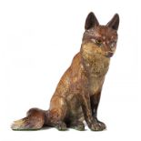 A VIENNESE COLD PAINTED BRONZE MINIATURE SCULPTURE OF A FOX , 20TH C 9.5cm h, stamped AUSTRIA ++