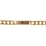 A 9CT GOLD IDENTITY BRACELET, SHEFFIELD 1979, 22 CM L, 37.3G++GOOD CONDITION