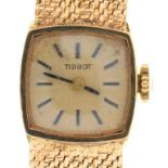 A TISSOT 9CT GOLD SELF WINDING LADY'S WRISTWATCH, 15 X 15 MM, IMPORT MARKED LONDON 1972, 29G++