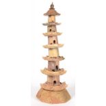 A CHINESE SOAPSTONE PAGODA, EARLY 20TH C