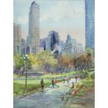 MICHAEL CRAWLEY, CENTRAL PARK NEW YORK, SIGNED, WATERCOLOUR, 23 X 18CM