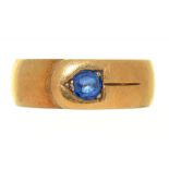 A SAPPHIRE RING IN GOLD, MARKED 18, 6.2G, SIZE L++ABRASION TO FACETS