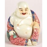 A CHINESE FAMILLE ROSE FIGURE OF BUDAI, 12CM H, LATE 19TH / EARLY 20TH C, FAULTS