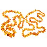 TWO AMBER BEAD NECKLACES, 114G++GOOD CONDITION