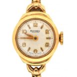 A ROTARY 9CT GOLD LADY'S WRISTWATCH, LONDON 1960, STRAP BIRMINGHAM 1959, 18 X 16 MM, 14G++NOT