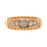 A GYPSY SET DIAMOND RING IN 15CT GOLD, DATE LETTER RUBBED, 2.55G, SIZE K++HOOP BROKEN