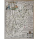 EMMANUEL BOWEN, MAP OF NORTHAMPTONSHIRE DIVIDED INTO IT'S HUNDREDS, DOUBLE PAGE ENGRAVING WITH