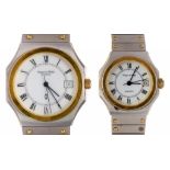 TWO MAPPIN & WEBB STAINLESS STEEL QUARTZ WRISTWATCHES, ONE GENTLEMAN'S, ONE LADY'S, 37 X 33 MM AND