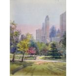 MICHAEL CRAWLEY, CENTRAL PARK NEW YORK, SIGNED, WATERCOLOUR, 30 X 23CM