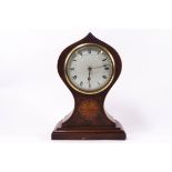 An Edwardian inlaid mahogany balloon mantel clock,