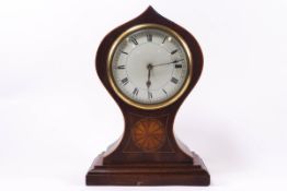 An Edwardian inlaid mahogany balloon mantel clock,