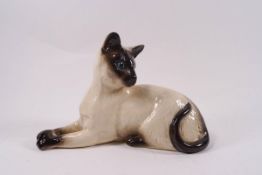 A Doulton figure of a Siamese cat, printed factory marks,