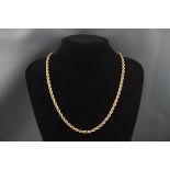 A 9ct gold rope necklace on a lobster-claw clasp, post 2000 convention hallmarks,