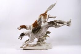 Lorenz Hutschenreuter, a pair of porcelain Russian Wolfhounds modelled by Karl Tutter,