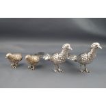A pair of small Asiatic pheasant table ornaments, marks not traced, each approx.